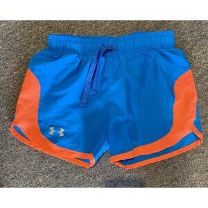 Girl’s UnderArmour Blue Orange Heat Gear Running Shorts YM